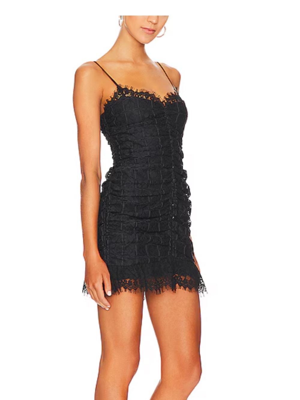 For Love and Lemons Black Lace Ruched Samira Dress- SOLD OUT in 1X - Picture 3 of 12